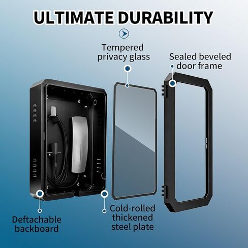 صندوق خارجي عالمي لشاحن EV، صندوق قفل متعدد مدخل الكابلات، متوافق مع طراز Tesla Y/3/S/X، غلاف مقاوم للطقس ومضاد للسرقة - يناسب معظم شواحن EV in Kuwait
