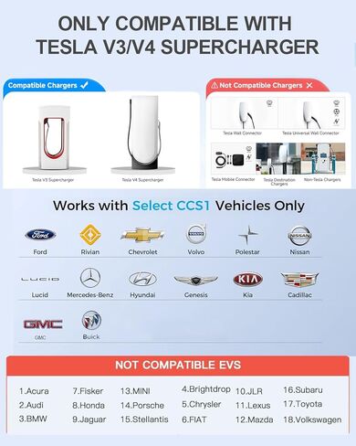 شاحن تيسلا سوبر تشارج إلى CCS1 محول NACS إلى CCS1، 500 أمبير/1000 فولت مناسب لشاحن تسلا V3/V4، محول Nacs DC متوافق مع فورد، ريفيان، جنرال موتورز، فولفو، بولستار، هيونداي CCS1 EVs، أسود in Kuwait