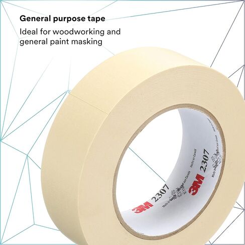 3M Masking Tape 2307, Tan Color, General Purpose, Rubber Adhesive, Crepe-Paper Backing, 24 mm x 55 m, 5.2 mil, 1 Roll in Saudi Arabia