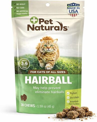 Pet Naturals Hairball for Cats with Omega 3, Chicken Flavor, 160 Chews - Can Help Eliminate Hairballs and Manage Excess Shedding - No Corn or Wheat in Saudi Arabia