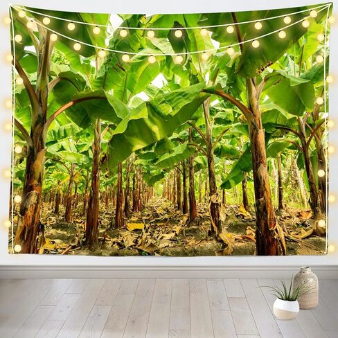 Loccor Banana Tree Plantation Tapestry Banana Trees Orchard Green Banana Leaf Tapestries for Fruit Harvest Theme Party Decorations Home Decor 80''x60'' in Saudi Arabia