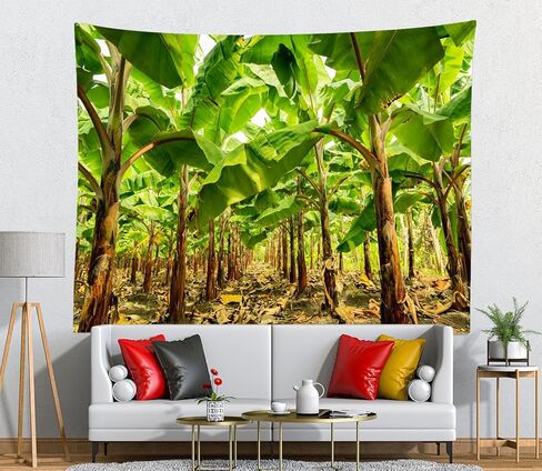 Loccor Banana Tree Plantation Tapestry Banana Trees Orchard Green Banana Leaf Tapestries for Fruit Harvest Theme Party Decorations Home Decor 80''x60'' in Saudi Arabia