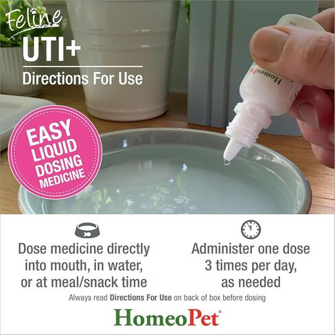 HomeoPet Feline UTI Plus, Safe and Natural Urinary Tract Medicine for Cats, Feline Urinary Tract Support, 15 Milliliters in Kuwait