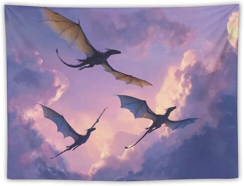 CLiqr Tapestry Colorful Sky Dragons Family Wall Hanging Aesthetic Decoration For Bedroom Living Room Wall Art Tapestries 30"x40" in Kuwait