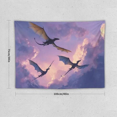 CLiqr Tapestry Colorful Sky Dragons Family Wall Hanging Aesthetic Decoration For Bedroom Living Room Wall Art Tapestries 30"x40" in Kuwait