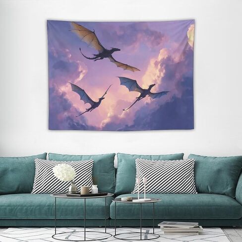 CLiqr Tapestry Colorful Sky Dragons Family Wall Hanging Aesthetic Decoration For Bedroom Living Room Wall Art Tapestries 30"x40" in Kuwait