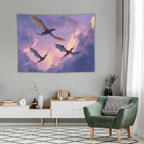 CLiqr Tapestry Colorful Sky Dragons Family Wall Hanging Aesthetic Decoration For Bedroom Living Room Wall Art Tapestries 30"x40" in Kuwait