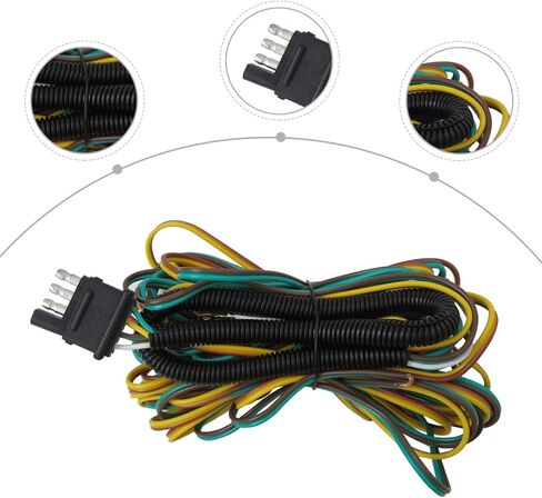 مجموعة تمديد أسلاك المقطورة الجديدة المتفوقة 25 قدمًا و4 دبابيس، قابس مسطح بأربعة اتجاهات، مع سلك أرضي أبيض مقاس 18 in Kuwait