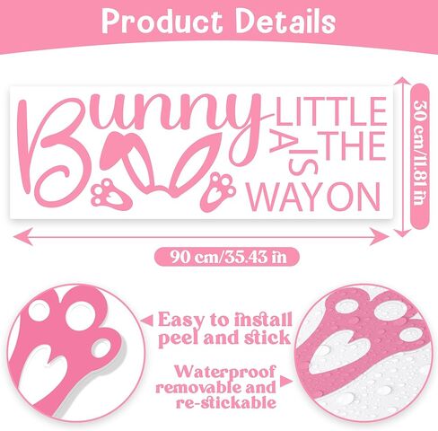 A Little Bunny is On The Way Decal Baby Shower Party Balloon Arch Sticker Easter Themed Gender Reveal Party Decor Sign Pink in Kuwait