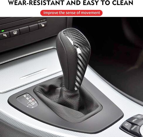 متوافق مع غطاء مقبض ناقل الحركة من ألياف الكربون لتزيين رافعة ناقل الحركة المعدلة لسيارات BMW E81 E82 E87 E88 E90 E91 X1 E84 Z4 E89 (أسود) in Saudi Arabia