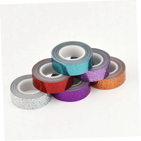 8 لفات من شريط المنشور اللامع اللامع ثلاثي الأبعاد وشريط واشي لتغليف الهدايا، صناعة يدوية، مجلات رصاصة، سجل القصاصات، اللوازم المدرسية، ديكورات الحفلات بتصميمات ملونة in Kuwait