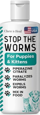 Dog and Cat Dewormer - 4 أوقية من سائل Wormer لشلل وطرد الديدان المستديرة - هريرة وجرو جرو ديورومر in Kuwait