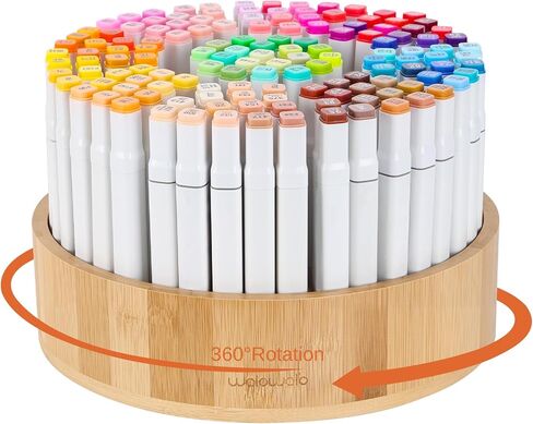 منظم مكتب من الخيزران الدوار، علبة صامتة تدور بزاوية 360 درجة، علبة مستلزمات فنية مكونة من 10 أقسام تحمل أكثر من 140 علامة، وأكثر من 750 قلم رصاص للمكتب المنزلي، والفصول الدراسية، وهدية عيد ميلاد، مقاس كبير 25.4 سم in Kuwait