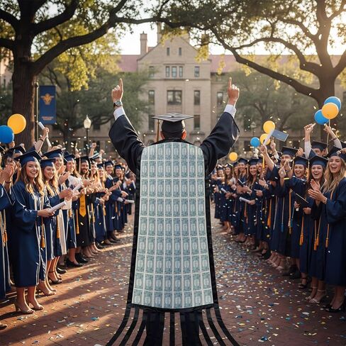 2026 Graduation Cash Gift DIY Money Cape Kit with Paper Money Holders Black Satin Ribbon Tape Dispenser Clear Tape Supplies for Graduation Wedding Birthday Events in Kuwait