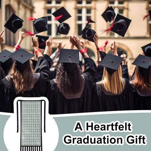 2026 Graduation Cash Gift DIY Money Cape Kit with Paper Money Holders Black Satin Ribbon Tape Dispenser Clear Tape Supplies for Graduation Wedding Birthday Events in Kuwait