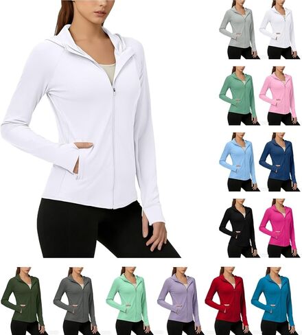 Sun Protection UV Jackets for Women Long Sleeve Zip up Lightweight Wind Breaker Hiking Summer Hoodie with Pockets in Saudi Arabia