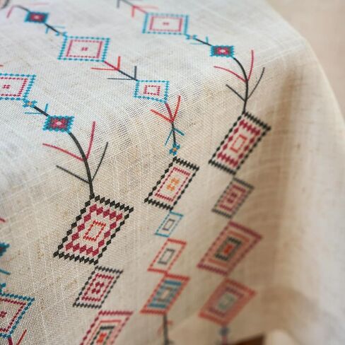 ستائر MEETSKY Boho لغرفة النوم وغرفة المعيشة بطول 84 بوصة من مزيج الكتان المنقوش المطبوع لتصفية الضوء ستائر بوهيمية غربية للمزرعة الريفية وعلامة التبويب الخلفية، لوحتان، بعرض 50 بوصة in Kuwait