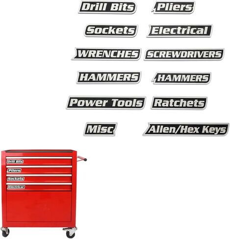 12 Pack Magnetic Tool Box Labels 3D-Printed Reusable Tags Tool Box Organize Accessories Labels for Steel Drawers, Carts, Multipurpose Organization,Toolboxes (Golden) in Saudi Arabia