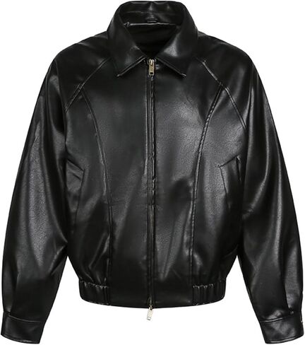 Vamtac Faux Leather Jacket Y2k Motorcycle Bomber Jackets Moto Biker Streetwear Fit Commute Daily Casual Coats Unisex Top in Kuwait
