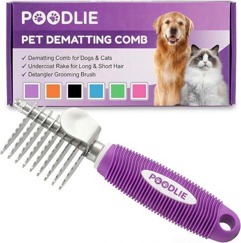 Poodle Dematting Fur Rake Comb Brush للكلاب والقطط - شفرات السلامة الفولاذية الطويلة 2.5 " in Saudi Arabia
