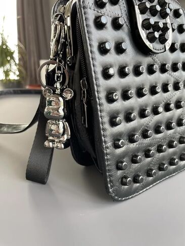 Car Keychain with Metal Bear Figurine, Leather Strap with Attitude is Everything Text, Gun Chrome Finish in Saudi Arabia