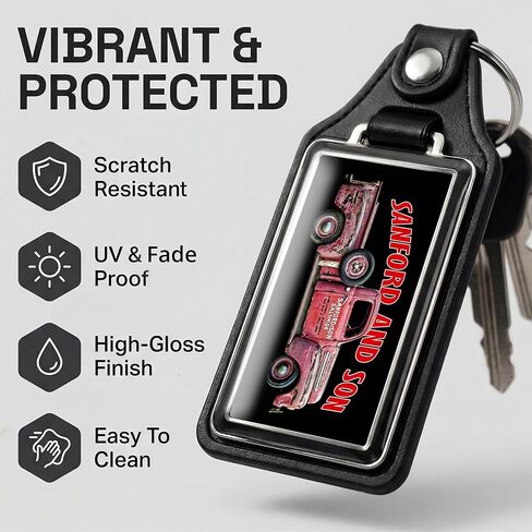 Brotherhood Sanford and Son Salvage Truck Red Antiques Buy Sell Junk Faux Leather Keychain Key Holder Key Ring For Men Heavy Duty Car Keyring For Men and Women in Kuwait