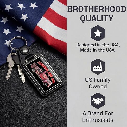Brotherhood Sanford and Son Salvage Truck Red Antiques Buy Sell Junk Faux Leather Keychain Key Holder Key Ring For Men Heavy Duty Car Keyring For Men and Women in Kuwait