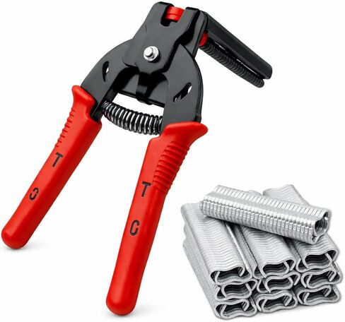 طقم كماشة حلقة خنزير مع 600 حلقة خنزير من الفولاذ المجلفن - أداة فولاذية منغنيز شديدة التحمل للسياج وأقفاص الحيوانات والمفروشات وإصلاح درابزين الأسلاك - أحمر in Kuwait