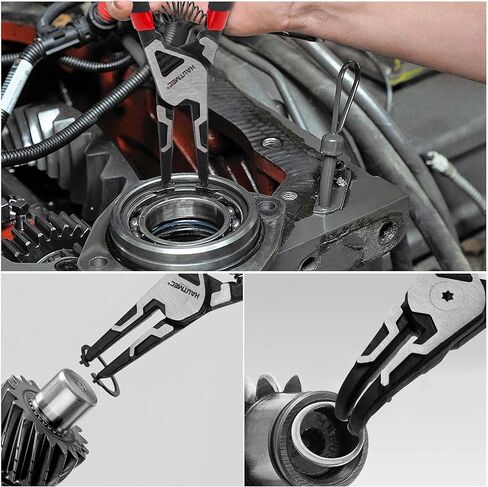 HAUTMEC 4PCS High Leverage Snap Ring Pliers Set, 7 inches Internal/External Circlip Pliers, Heavy Duty Snap Ring Pliers, C Clip Pliers with Spring Loaded HT0280 in Saudi Arabia
