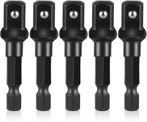 3/8 Impact Socket Adapter Set, 5PCS Black Drill Sockets Adapter 1/4 to 3/8 Drive Adapters Kit for Impact Driver Automotive DIY Extension Socket Bits Handle Nut Driver and Drills(3/8 Square Tip) in Saudi Arabia