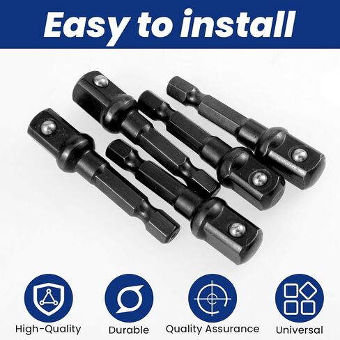 3/8 Impact Socket Adapter Set, 5PCS Black Drill Sockets Adapter 1/4 to 3/8 Drive Adapters Kit for Impact Driver Automotive DIY Extension Socket Bits Handle Nut Driver and Drills(3/8 Square Tip) in Saudi Arabia