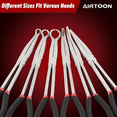 AIRTOON 6-Piece 11" Hose Gripper Plier & Long Reach Pliers Set, Straight, 45, 90-Degree Angle, 5/16-Inch, 1/2-Inch, 3/4-Inch Dia, Extra-long Pliers for Hard-to-Reach Narrow Spaces in Kuwait