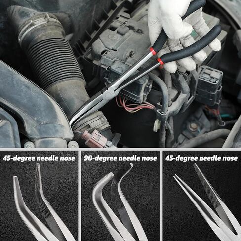 AIRTOON 6-Piece 11" Hose Gripper Plier & Long Reach Pliers Set, Straight, 45, 90-Degree Angle, 5/16-Inch, 1/2-Inch, 3/4-Inch Dia, Extra-long Pliers for Hard-to-Reach Narrow Spaces in Kuwait