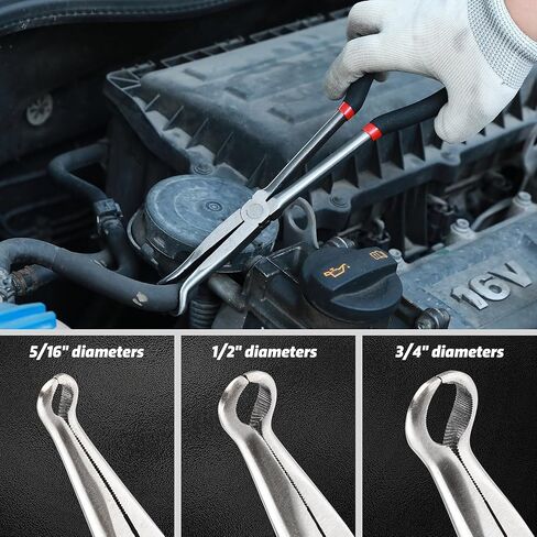 AIRTOON 6-Piece 11" Hose Gripper Plier & Long Reach Pliers Set, Straight, 45, 90-Degree Angle, 5/16-Inch, 1/2-Inch, 3/4-Inch Dia, Extra-long Pliers for Hard-to-Reach Narrow Spaces in Kuwait