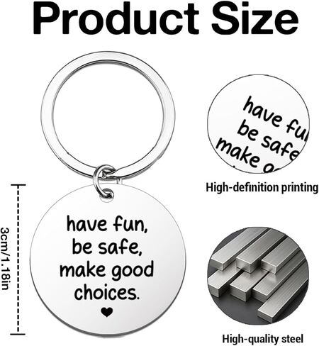 Have Fun Be Safe Keychain Gifts for Son Daughter Christmas Birthday Graduation, Make Good Choices Keyring in Kuwait