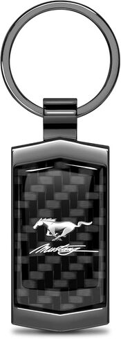 iPick Image for Ford Mustang Script Real 3K Carbon Fiber Metal Case Key Chain in Kuwait