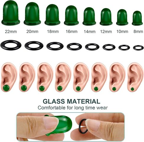 2-4 قطع من أدوات قياس الأذن الزجاجية/الحجرية مجموعة أدوات تمديد الأذن من 3 إلى 41 ملم لمقاييس الأذن مع حلقات مطاطية مجموعة أدوات تمديد الأذن الزجاجية المضيئة الفردية مجوهرات ثقب الجسم للنساء والرجال in Kuwait