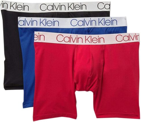 Calvin Klein Men's Microfiber Boxer Briefs Pack of 3 (Black(NP2214-986)/Red, Large) in Saudi Arabia