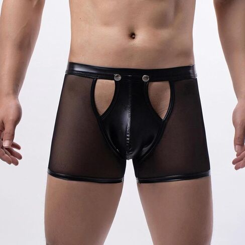 2Pcs Men's Romantic Underwear, Men's Boxer Shorts, Transparent Lace Boxer Underwear With Detachable Pockets（Black XL） in Saudi Arabia