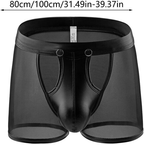 2Pcs Men's Romantic Underwear, Men's Boxer Shorts, Transparent Lace Boxer Underwear With Detachable Pockets（Black XL） in Saudi Arabia