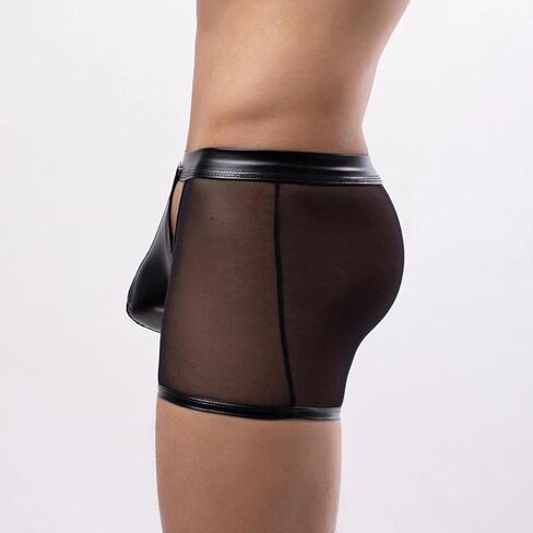 2Pcs Men's Romantic Underwear, Men's Boxer Shorts, Transparent Lace Boxer Underwear With Detachable Pockets（Black XL） in Saudi Arabia