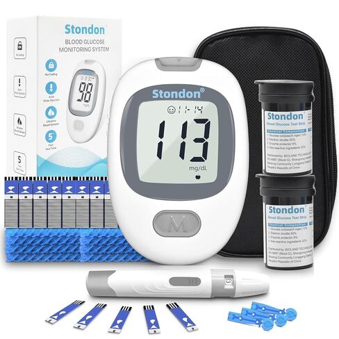 Blood Glucose Monitor Kit, Diabetes Testing Kit, Blood Glucose Meter, 100 Glucometer Strips, 100 Lancets, Test Strips Blood Sugar Meter Glucometer in Kuwait