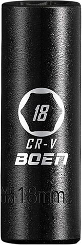 BOEN 3/8" Drive Deep Impact Sockets, Premium Impact Socket, 18mm Socket, Metric, 6 Point,Cr-V Steel with Laser Marking - Strong and Durable in Saudi Arabia