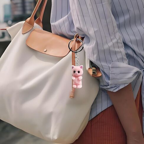 Goodangie00 4Pcs Cute Fuzzy Aesthetic Kawaii Cat Keychains Accessories for Women Bag Backpack Wallet Pendants Decor, Case Camera Phone Charms in Kuwait