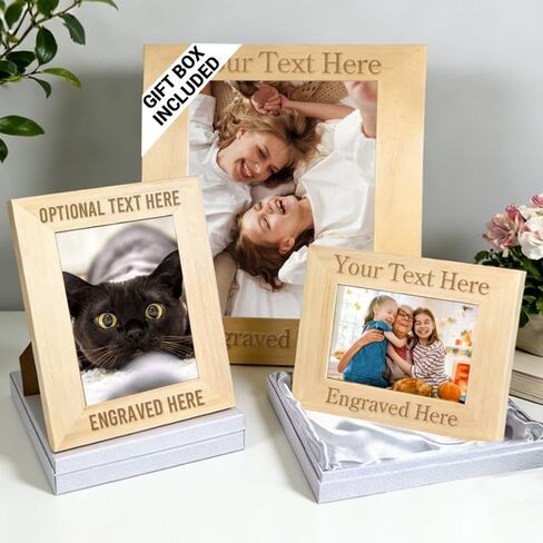 Personalized Picture Frame with Your Own Text - 4x6/5x7/8x10 Wood Engraved Custom Photo Frame with Gifts Box, Customized Gifts for Birthday, Christmas, Anniversary,Wedding, Friend, Men, Women (Wood Frame, Custom Text) in Saudi Arabia