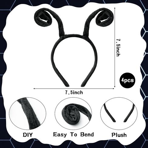 Yopyame 8PCS Fly Costume Bug Accessories Set Black Velvet Bug Antenna Headband with Glasses Insects Hairband Glasses Firefly Dragonfly Costume Accessories Bug Headband for Cosplay Party Supplies in Kuwait