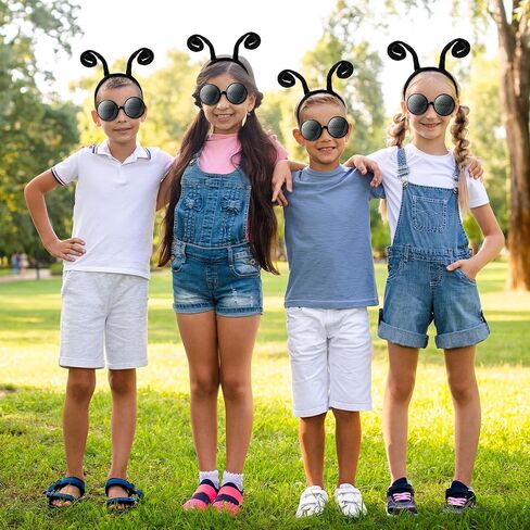 Yopyame 8PCS Fly Costume Bug Accessories Set Black Velvet Bug Antenna Headband with Glasses Insects Hairband Glasses Firefly Dragonfly Costume Accessories Bug Headband for Cosplay Party Supplies in Kuwait