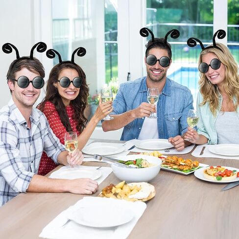 Yopyame 8PCS Fly Costume Bug Accessories Set Black Velvet Bug Antenna Headband with Glasses Insects Hairband Glasses Firefly Dragonfly Costume Accessories Bug Headband for Cosplay Party Supplies in Kuwait