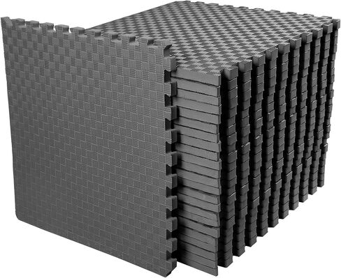 Signature Fitness Puzzle Exercise Mat with EVA Foam Interlocking Tiles for MMA, Exercise, Gymnastics and Home Gym Protective Flooring, 1" Thick, 24 Square Feet, Gray in Saudi Arabia