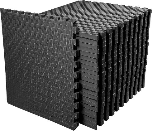 Signature Fitness Puzzle Exercise Mat with EVA Foam Interlocking Tiles for MMA, Exercise, Gymnastics and Home Gym Protective Flooring, 1" Thick, 24 Square Feet, Gray in Saudi Arabia